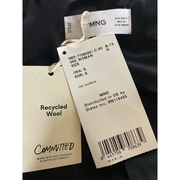 Mango Gray Herringbone Trench Coat Double Breasted Belted Longline Classic - Picture 8 of 9